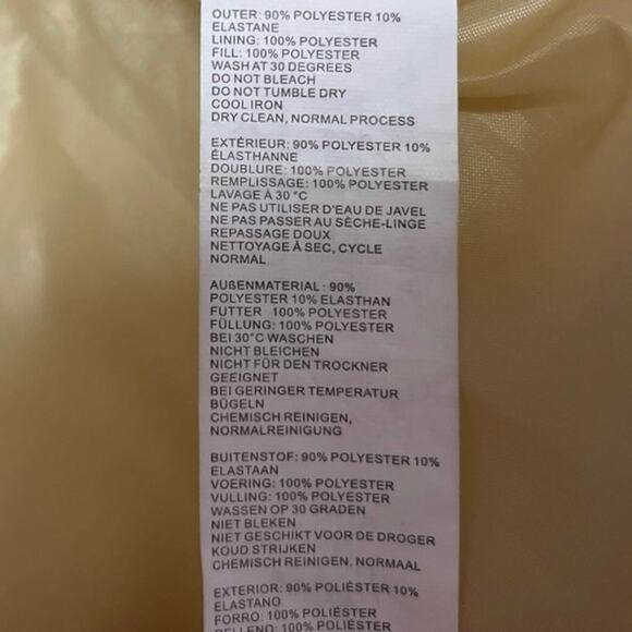 Boohoo Gold Metallic Velour Velvet Zip Up Collar Outdoor Puffer Jacket Coat 4 - Picture 4 of 4